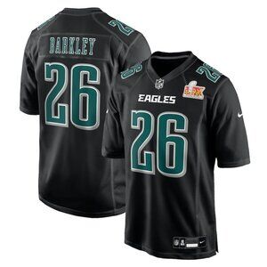 Men's Nike Saquon Barkley Carbon Black Philadelphia Eagles Super Bowl LIX Jersey
